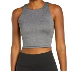 Madewell MWL Heather Charcoal Form Racerback Crop Tank Top Size S